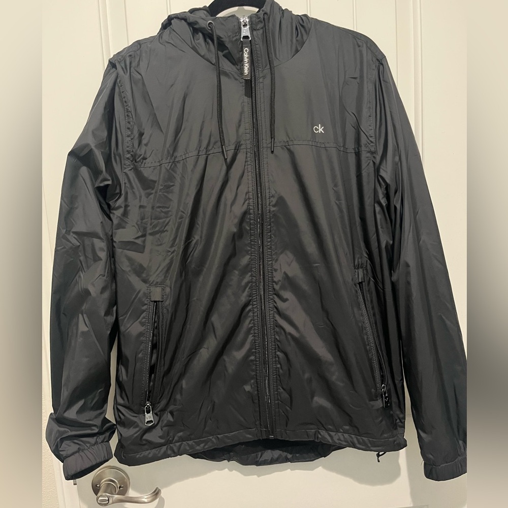 Calvin Klein Black Windbreaker Jacket with Hood